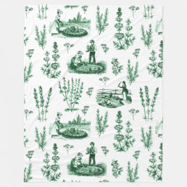 Cobertor De Velo Elegante Vintage Herbal Garden Sage Green Toile