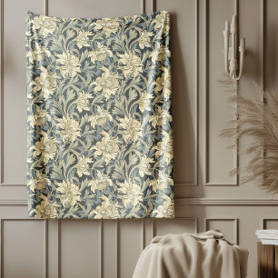 Cobertor De Velo Elegante William Morris Pattern Pastel marfim verd