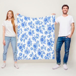 Cobertor De Velo Elegantes Girassóis Toile du Jouy - Botânica Azul