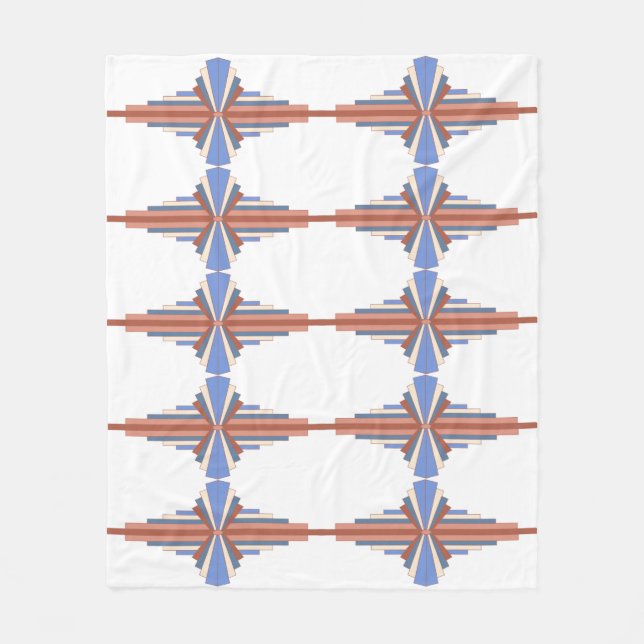 Cobertor De Velo Elementos de arte deco em ouro rosa e azul (Frente)