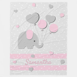 Cobertor De Velo Elephant Balloons love Nursery Gift