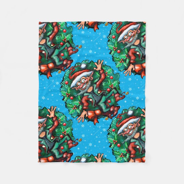 Cobertor De Velo Elf de Natal com Wreath (Frente)