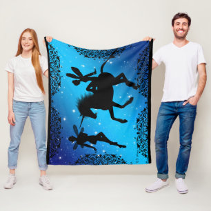 Cobertor De Velo Elf Fairy Unicorn Fantasy Med com fundo preto