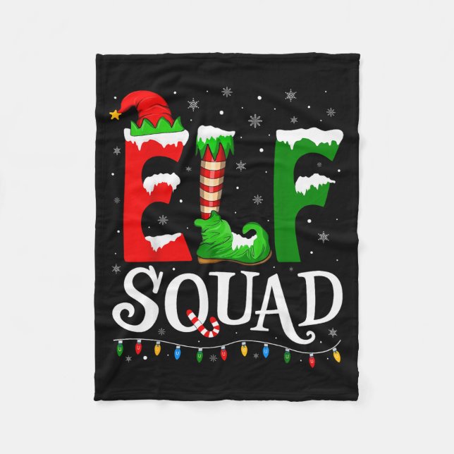 Cobertor De Velo Elf Squad Funny Christmas Family Pajamas  (Frente)