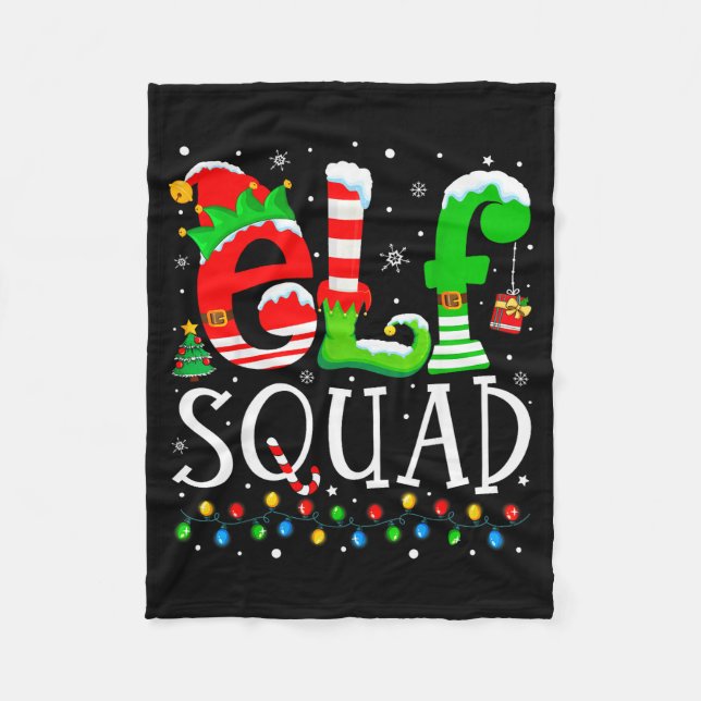 Cobertor De Velo Elf Squad Funny Elf Family Christmas Matching Paja (Frente)
