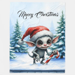 Cobertor De Velo Elfo de Natal com Candy Cane.