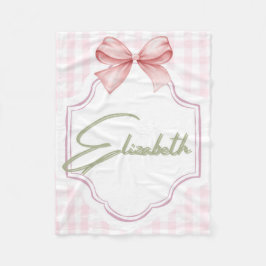 Cobertor De Velo Elizabeth Baby Girl Nursery Gingham Personalizada