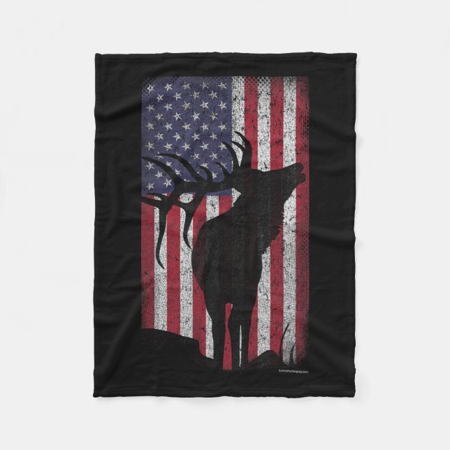 Cobertor De Velo Elk Hunling Bull Us Flag - American Retro (Frente)