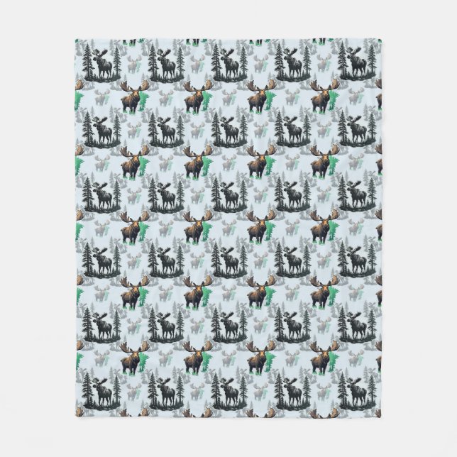 Cobertor De Velo Elk Moose Antlers Deer Pattern Design (Frente)