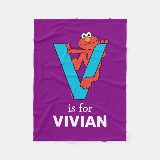 Cobertor De Velo Elmo Alphabet | V Azul (Frente)