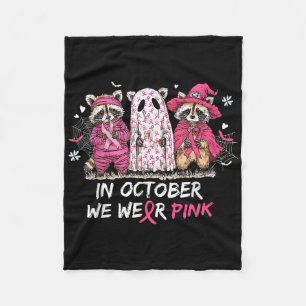 Cobertor De Velo Em outubro, Vestimos o Cancer de Mama Rosa Raccoon