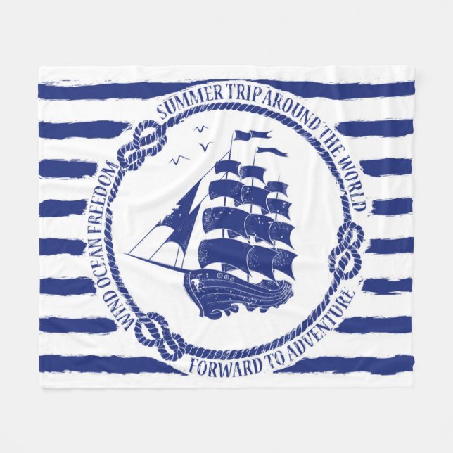Cobertor De Velo Emblema náutico com navio de navigação (Frente (Horizontal))