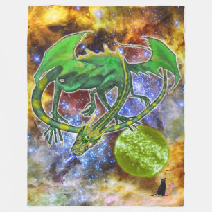 Cobertor De Velo Emerald Cosmic Dragon Fleece Blanket