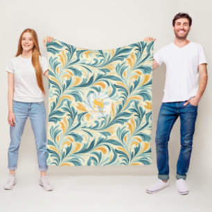 Cobertor De Velo Emerald Green e Dourada Paisley Leaf Pattern