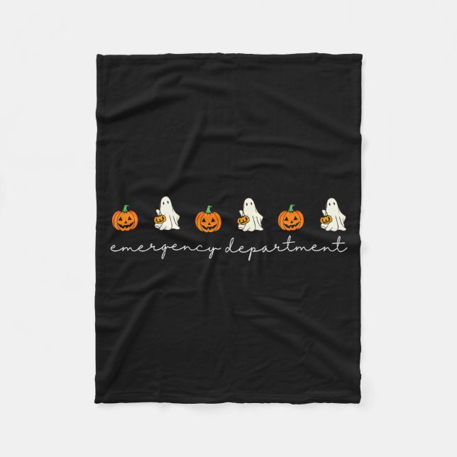 Cobertor De Velo Emergency Department Ghost Pumpkin Halloween Medic (Frente)