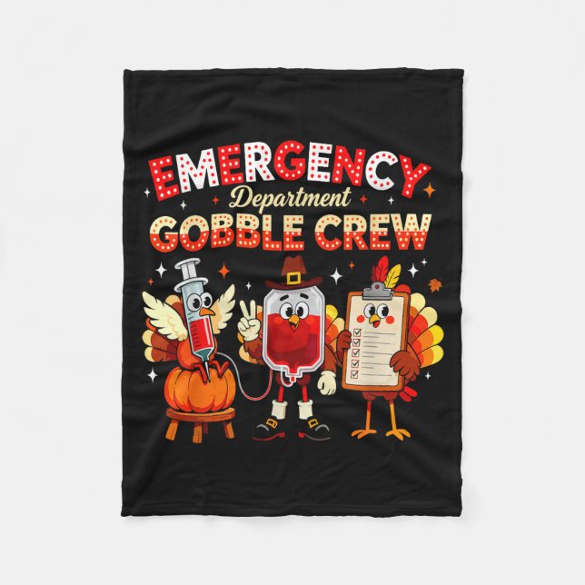 Cobertor De Velo Emergency Department Gobble Crew Thanksgiving Nurs (Frente)