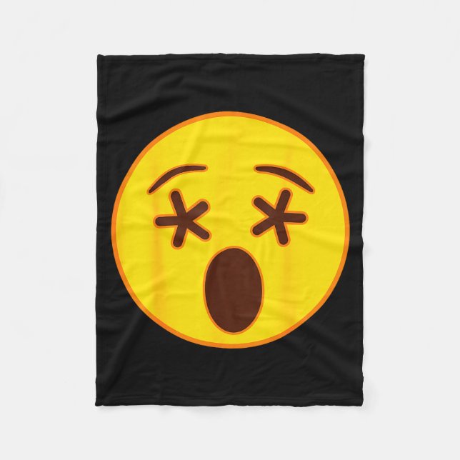 Cobertor De Velo Emoji Crossed Out Eyes Yellow Smile Face  (Frente)