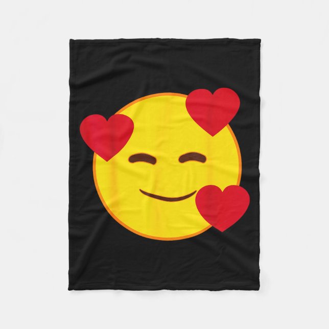 Cobertor De Velo Emoji Floating Hearts Yellow Smile Face  (Frente)