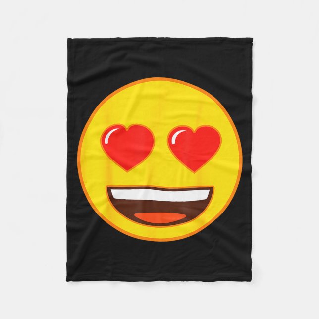 Cobertor De Velo Emoji Heart Eyes Yellow Smile Face  (Frente)