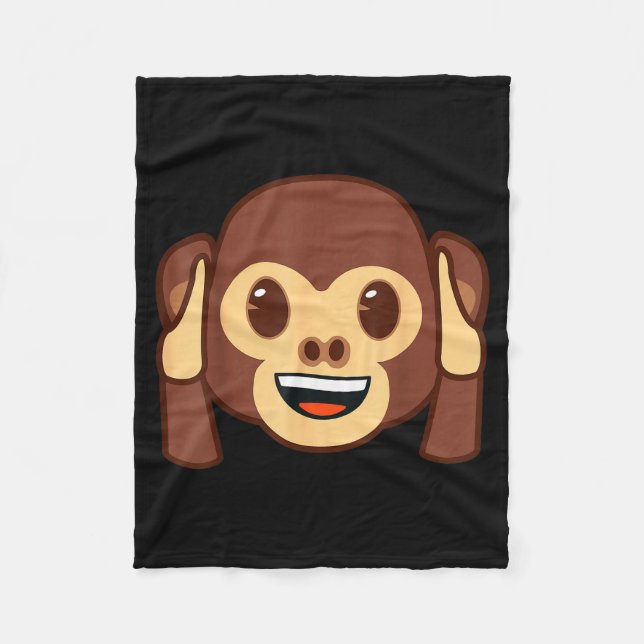 Cobertor De Velo Emoji Monkey Holding Ears Yellow Smile Face  (Frente)