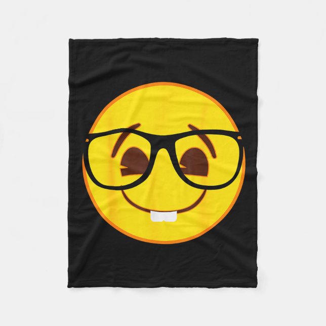 Cobertor De Velo Emoji Nerd Gles Yellow Smile Face  (Frente)