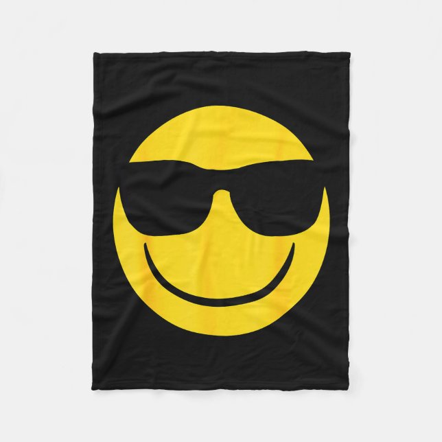 Cobertor De Velo Emoji Retro Sungles Yellow Smile Face  (Frente)