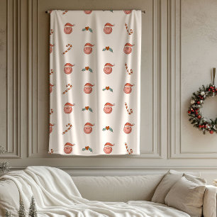 Cobertor De Velo Emoticons Sorriso de Natal Pastel Retro Groovy 70t