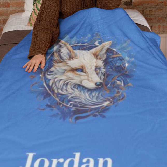 Cobertor De Velo Encantando Raposa com Nome Personalizado (Criador carregado)