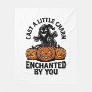 Cobertor De Velo Encanto Fantasma Abóbora Halloween Vintage Arte_1