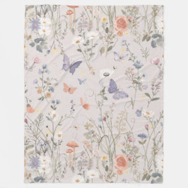 Cobertor De Velo Enchanted Garden Wildflower Butterfly Whimsical