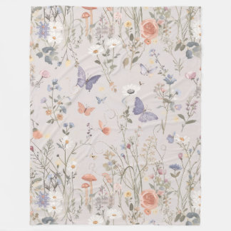 Cobertor De Velo Enchanted Garden Wildflower Butterfly Whimsical
