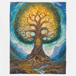 Cobertor De Velo Enchanting Yggdrasil Glowing Tree Magical Landscap