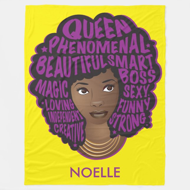 Cobertor De Velo Encorajando as mulheres negras, púrpura e amarela (Frente)