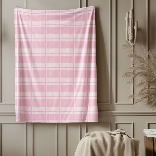 Cobertor De Velo Ênfase Inicial Suave da Xadrez Rosa Elegante (Elegant Pink Plaid Throw Soft Home Accent Fleece Blanket)