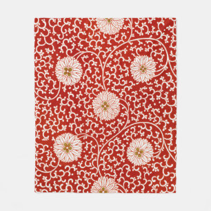 Cobertor De Velo Enfeite Chinês Owen Jones Floral Vermelho Branco