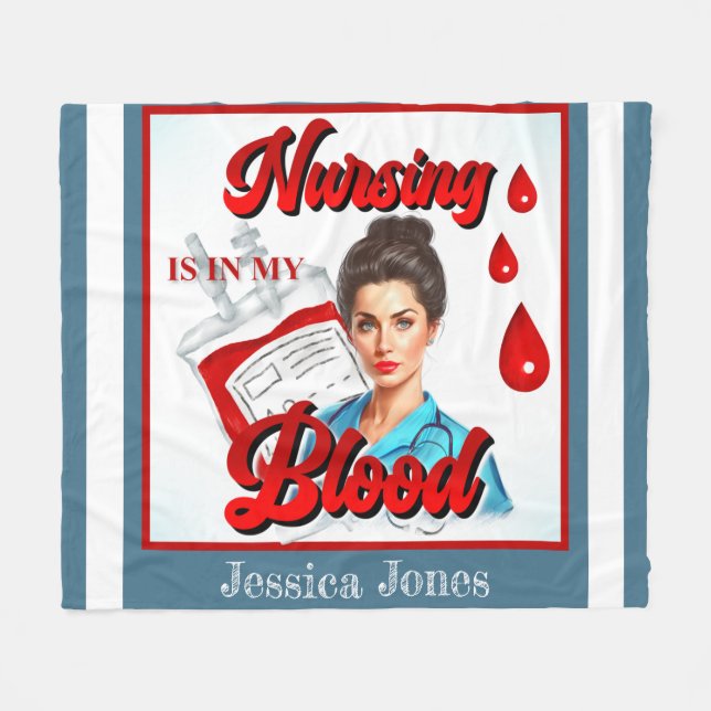 Cobertor De Velo Enfermagem no meu sangue (Frente (Horizontal))