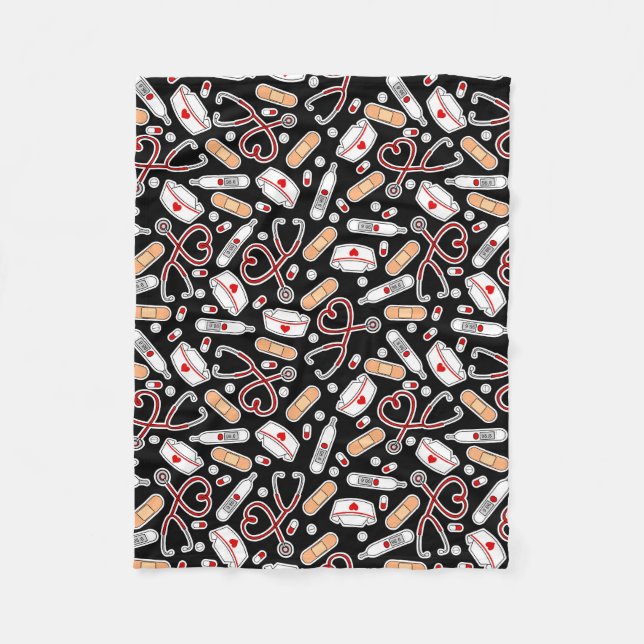 Cobertor De Velo Enfermeira Amor Fundo Negro Impressão (Frente)