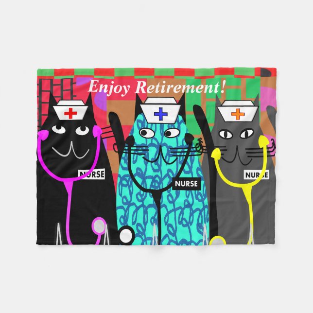 Cobertor De Velo Enfermeira Aposentada Fleece Blanket Gata Enfermei (Frente (Horizontal))