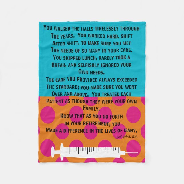 Cobertor De Velo Enfermeira aposentada Poem Fleece Blanket #2 (Frente)