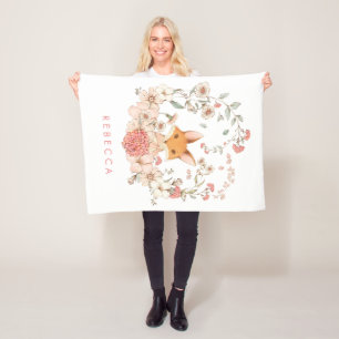 Cobertor De Velo Enfermeira de Bebê Botânica de Raposa Cura Vintage