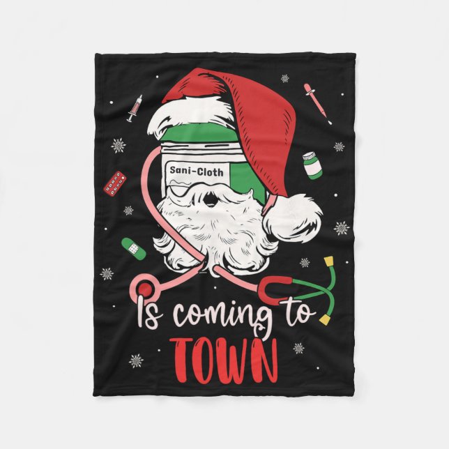 Cobertor De Velo Enfermeira médica Istant Xmas Sani- Cloth Está Che (Frente)