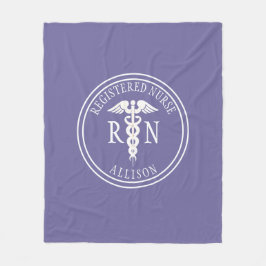 Cobertor De Velo Enfermeira Registrada Caduceus Purple White Name