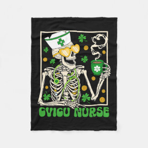 Cobertor De Velo Enfermeira Skeleton Cvicu Café Shamrock St Patrick