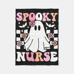 Cobertor De Velo Enfermeira Spooky Halloween Fantume Retro Groovy
