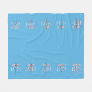 Cobertor De Velo Enfermeiro Registrado RN Caduceus em Pastel Blue