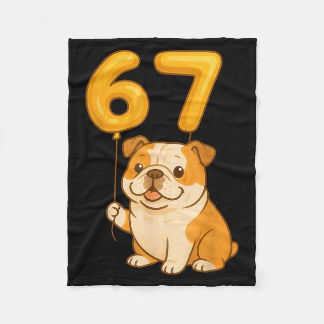 Cobertor De Velo English Bulldog Dog Funny 67 Meme Six Seven Balloo (Frente)
