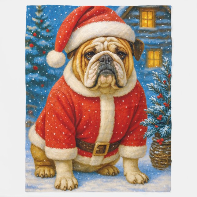 Cobertor De Velo English Bulldog Holiday  (Frente)