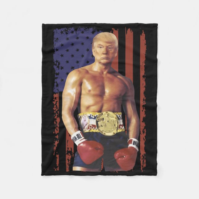 Cobertor De Velo Engraçada Trump Rocky Boxer Memer Boxer USA Flag P (Frente)