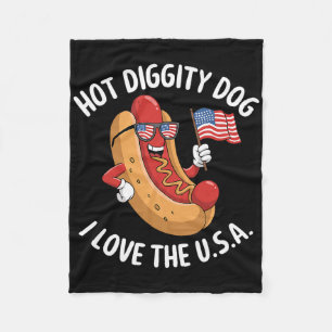 Cobertor De Velo Engraçado 4 De Julho Hotdog Patriótico Eua Flag Ce