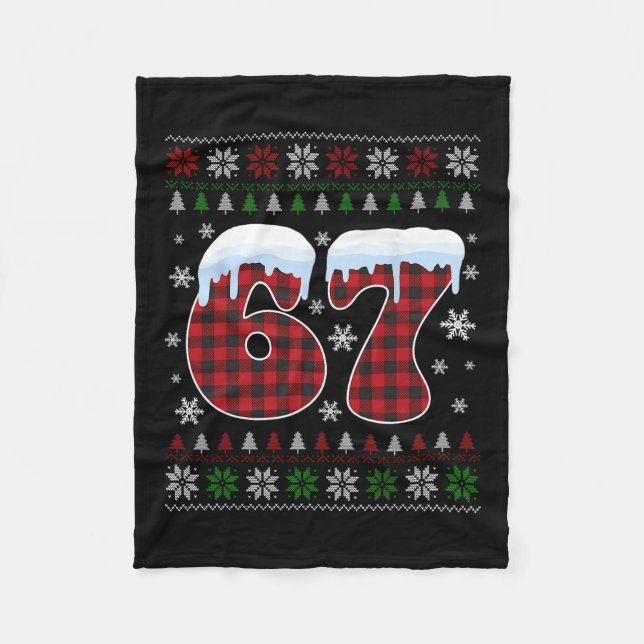 Cobertor De Velo Engraçado 67 Seis Sete Meme Brainrot Cringe Natal  (Frente)